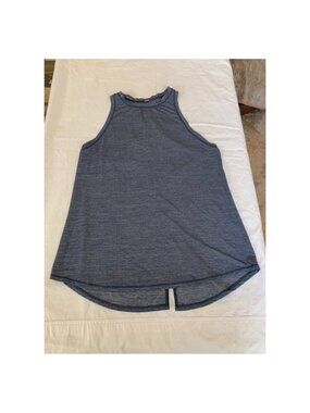 Lululemon Split Back Racerback Tank Gray Blue Sleeveless High Neck Tie Back 12